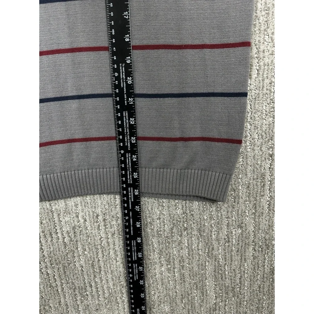 Peter Manning Sweater Mens 4X Gray Stripped 1/4 Zip Mock Neck Pullover Cotton